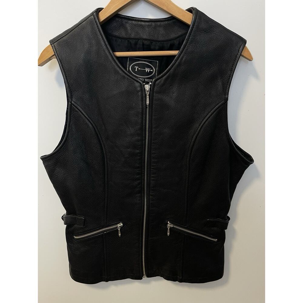 Vintage Tannery West Women's Leather Vest - Women | Color: Black Size L